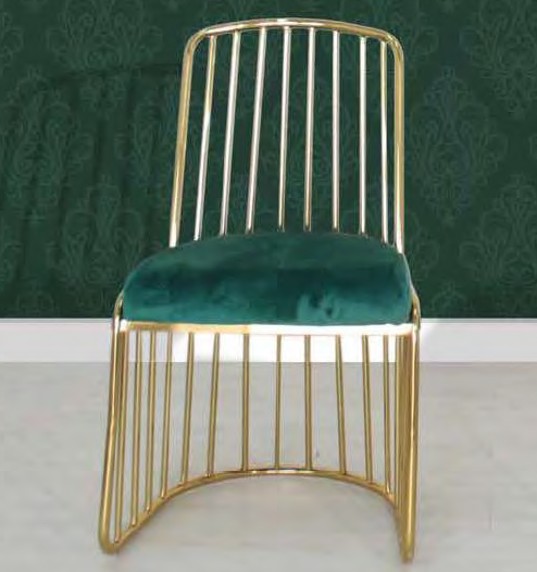 DECO 647009 CHAISE METAL DOREE SICILIA VEL VERTE