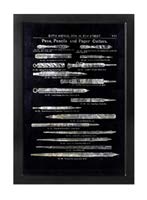 DECO WALL ART PENS H670X470MM WD BLK ANTQ SLV WOOD
