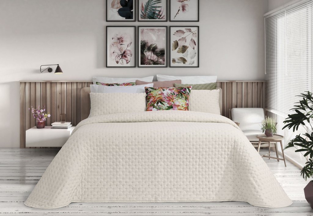LL TL COUVRE LIT MINERVA 205x270cm BLANC 100%PES