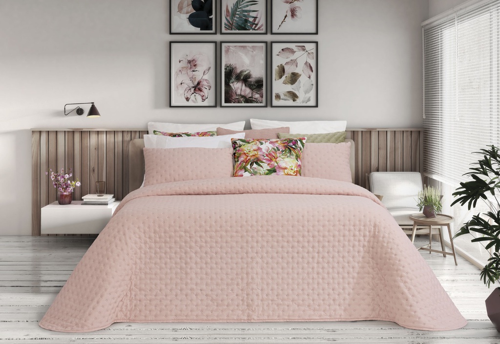 LL TL COUVRE LIT MINERVA 270x270cm ROSE 100%PES