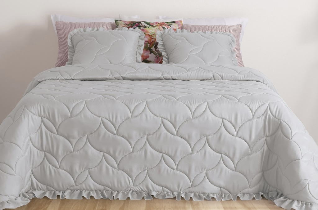 LL TL COUVRE LIT VERONA 270x270cm GRIS 100%PES