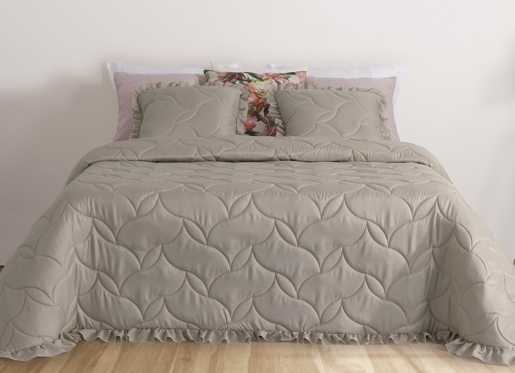 LL TL COUVRE LIT VERONA 270x270cm TAUPE 100%PES