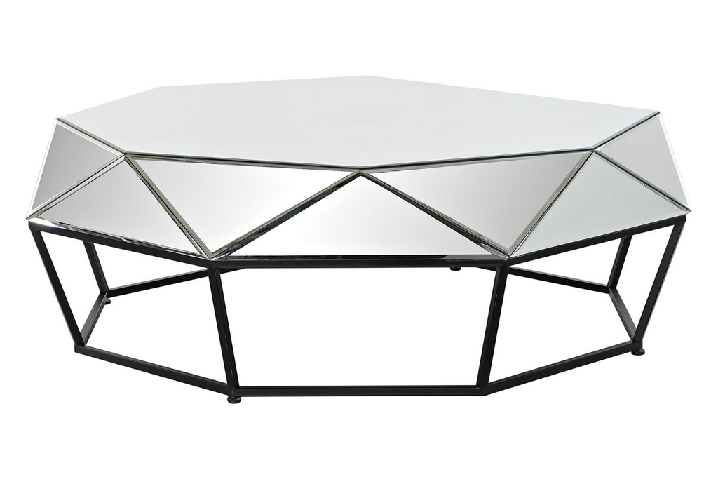 DECO MB-190808 TABLE CAFE METAL MIROIR 100X100X35 NOIR