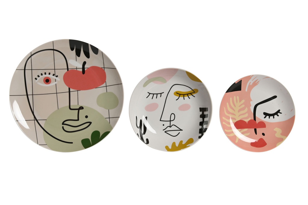 DECO PC-200773 VAISSELLE SET 18 PORCELAINE 27X27X3 ABSTRAIT