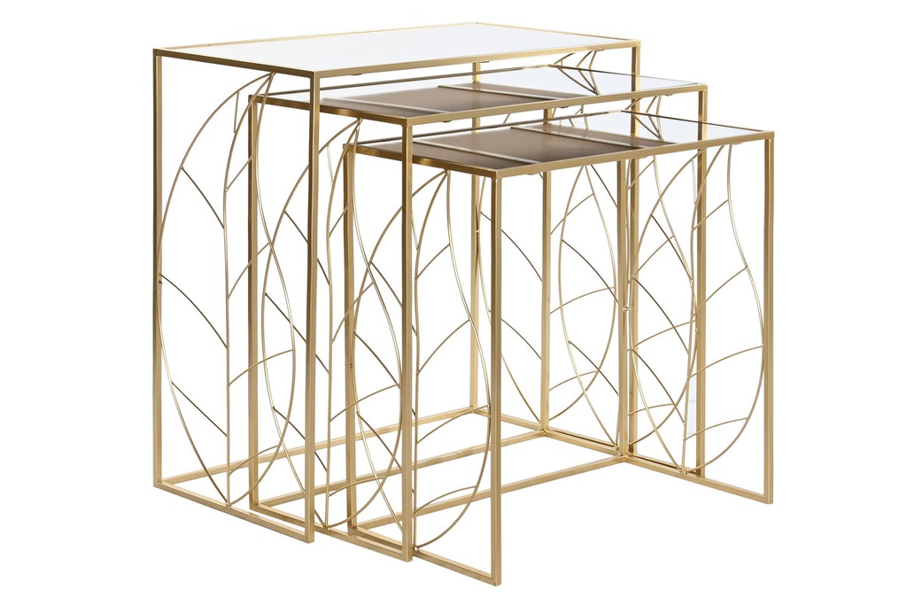 DECO MB-202817 TABLE AUXILIAIRE SET 3 METAL 65X35X65 FEUILLE