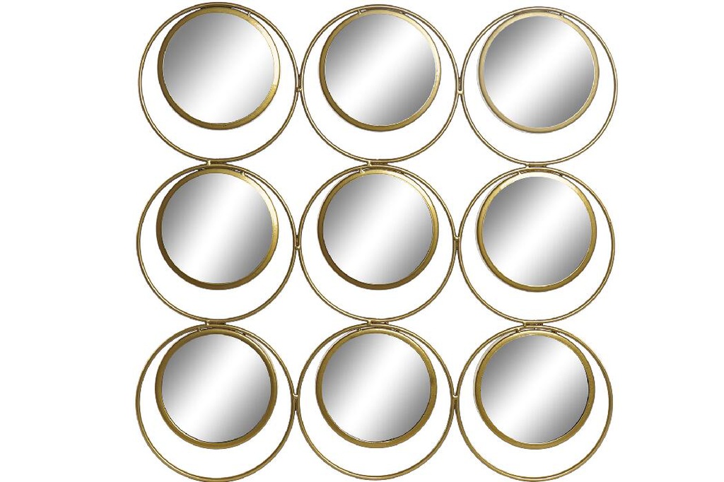 DECO ES-186360 DECORATION MURALE METAL MIROIR 60X2X60 DORE