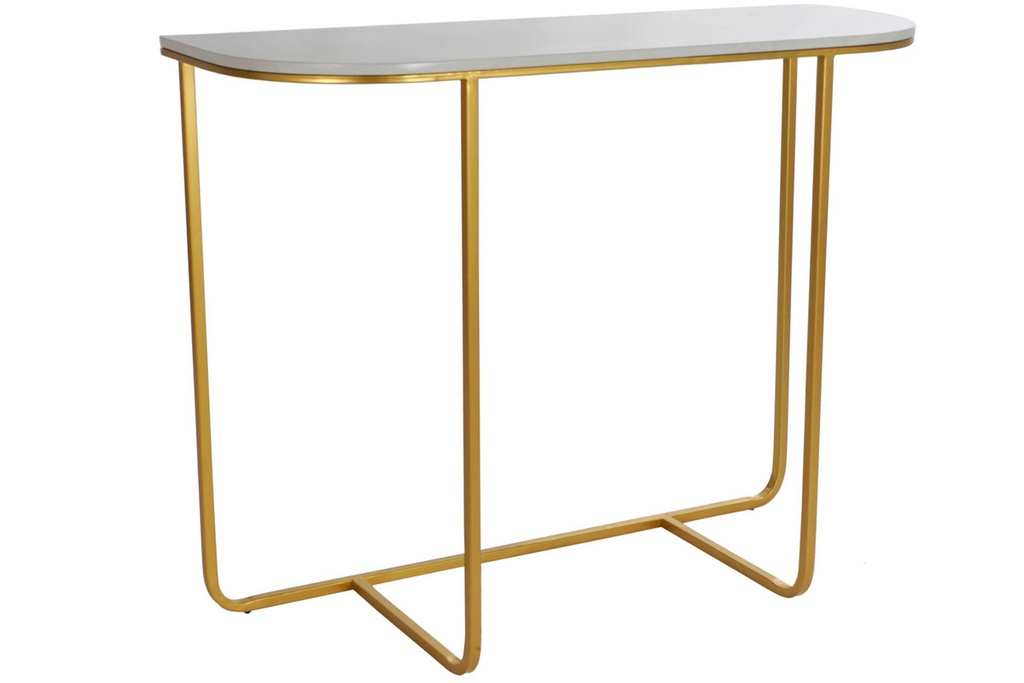 DECO MB-176787 CONSOLE METAL MARBRE 98X35X77 BLANC