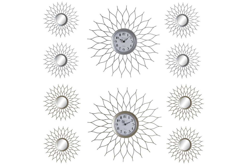 DECO RE-184777 HORLOGE SET 5 PP MIROIR 50X4X50 50 CM 2 MOD.
