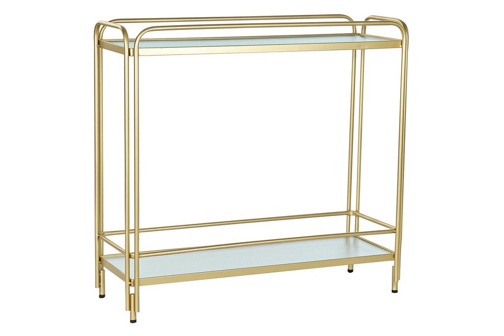 DECO MB-191735 DESSERTE METAL VERRE 80X28X81 ROUES DORE