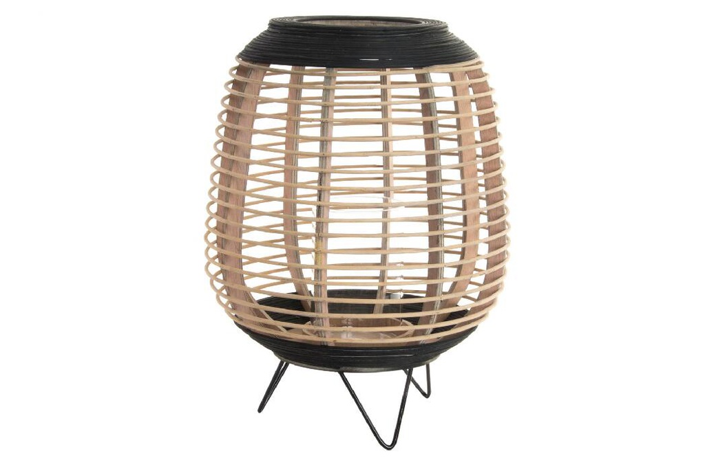 DECO PV-186414 BOUGEOIR BAMBOU VERRE 32X32X43 NATUREL MARRON