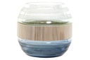 DECO JV-174997 VASE VERRE BOIS 25X25X22 BLEU MARINE