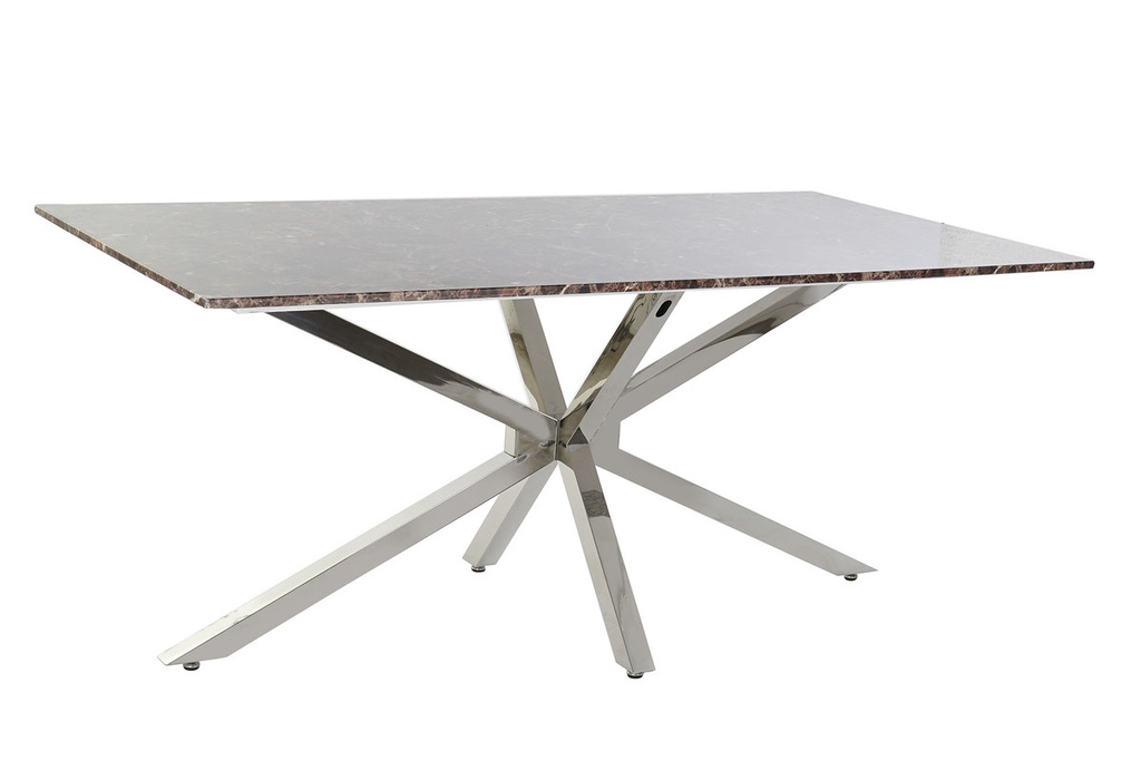 DECO MB-182536 TABLE ACIER MARBRE 180X90X76 ARGENTE