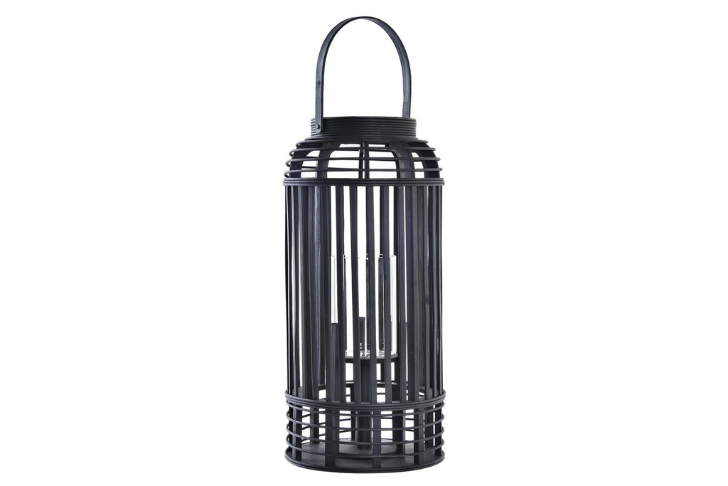 DECO PV-197147 BOUGEOIR BAMBOU VERRE 24X24X51 NOIR