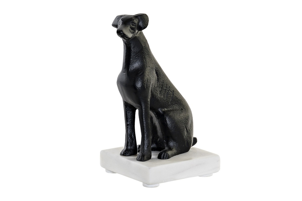 DECO FD-171023 FIGURE ALUMINIUM MARBRE 12X10X20 CHIEN NOIR