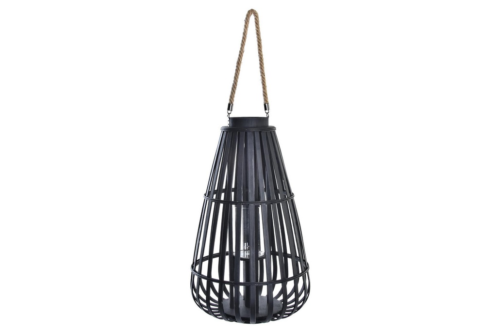 DECO PV-197148 BOUGEOIR BAMBOU VERRE 35X35X60 NOIR