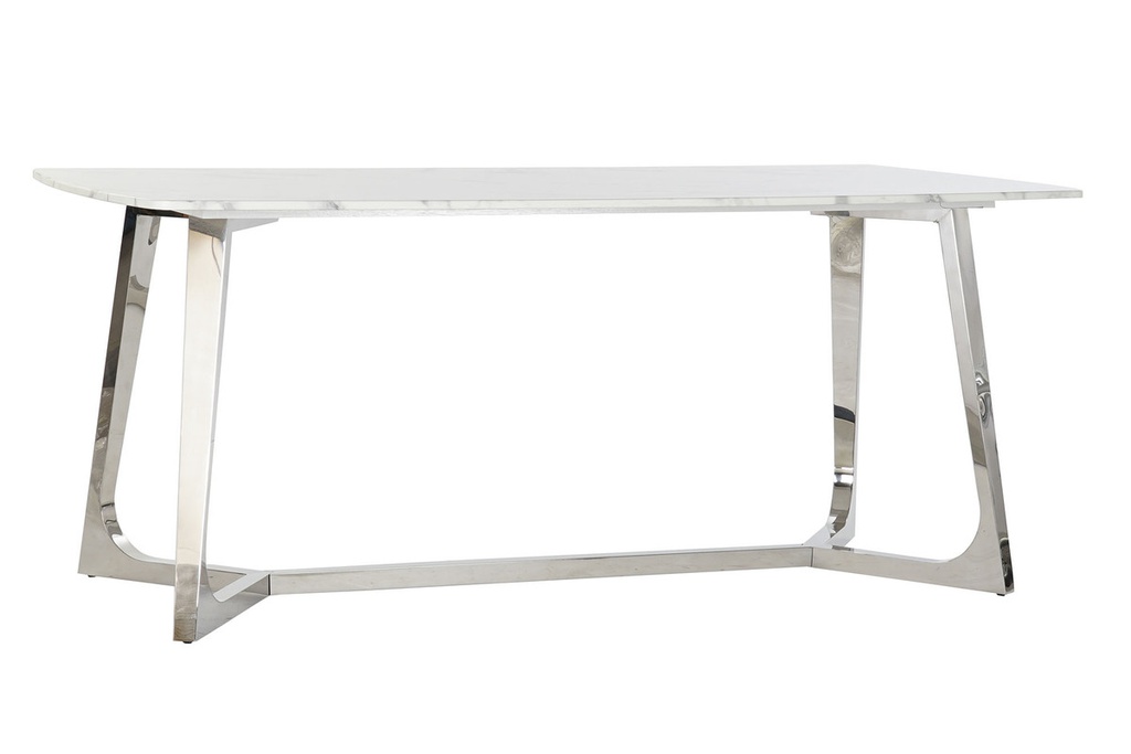 DECO MB-182531 TABLE ACIER MARBRE 180X90X76 ARGENTE
