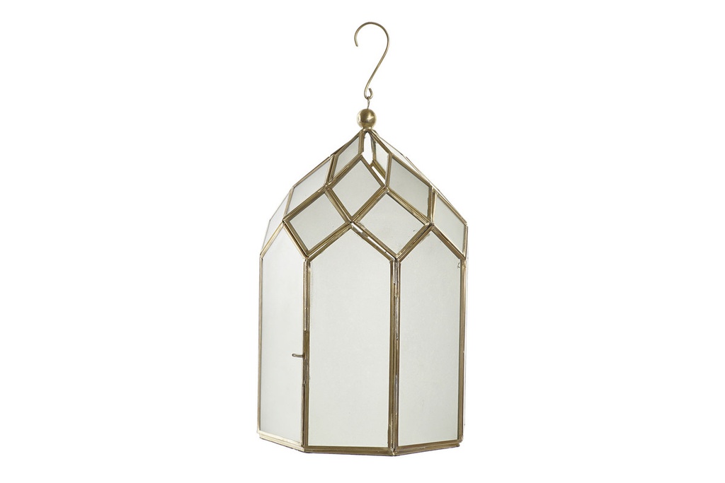 DECO FA-185731 LANTERNE VERRE LAITON 19X19X31 VITRE DORE