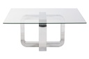DECO MB-202975 TABLE CAFE ACIER VERRE TREMPE 100X100X45 ARGENTE
