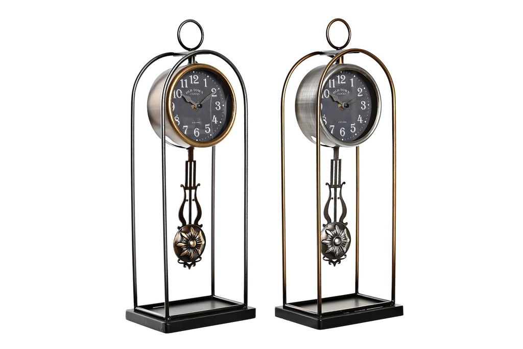 DECO RE-198980 HORLOGE POSER FER VERRE 17X12X46,5 PENDULE 2 MOD.