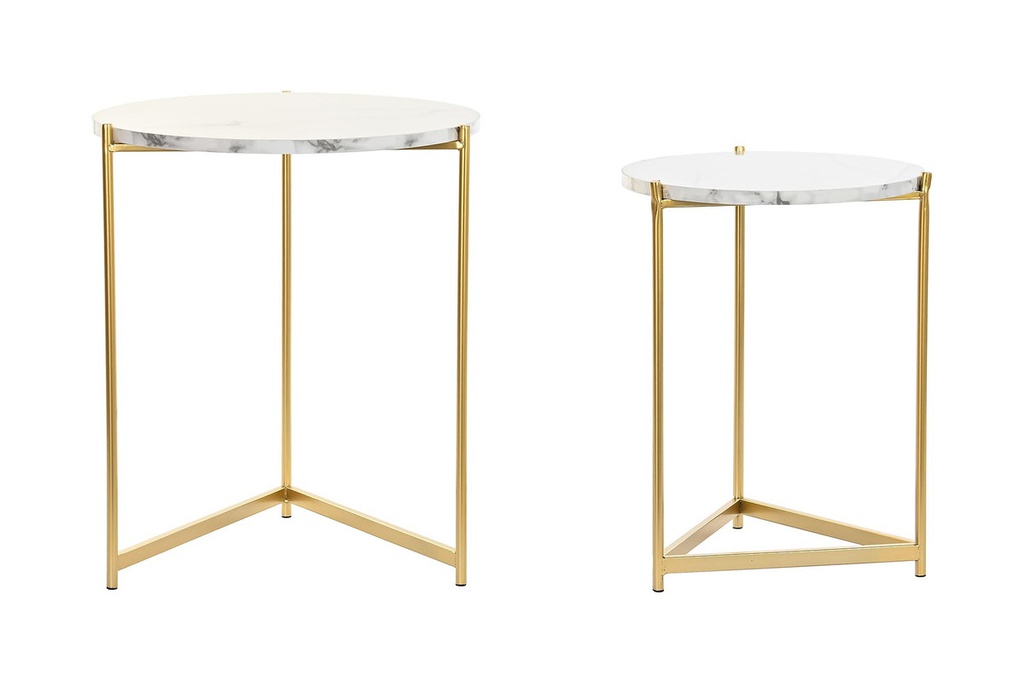 DECO MB-194518 TABLE AUXILIAIRE SET 2 METAL MDF 46X46X55 MAT DORE