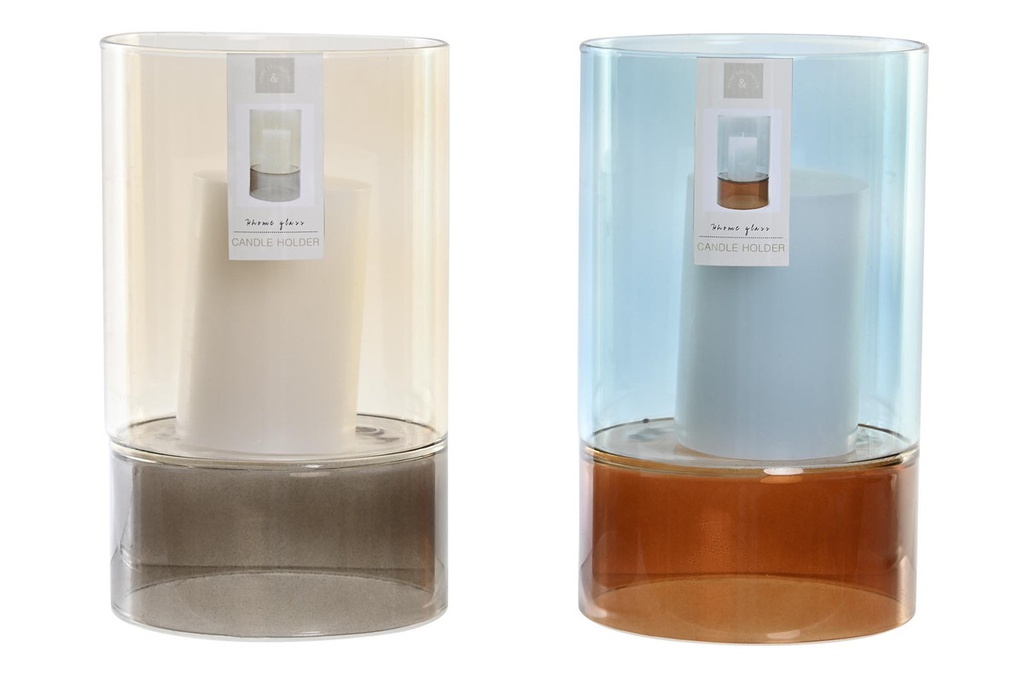 DECO PV-203135 BOUGEOIR VERRE CIRE 13X13X21 0 GR, 2 MOD.