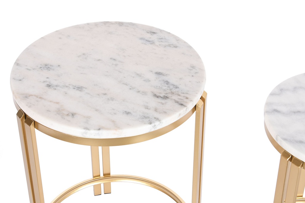DECO MB-205754 TABLE AUXILIAIRE METAL MARBRE 40X40X55 DORE