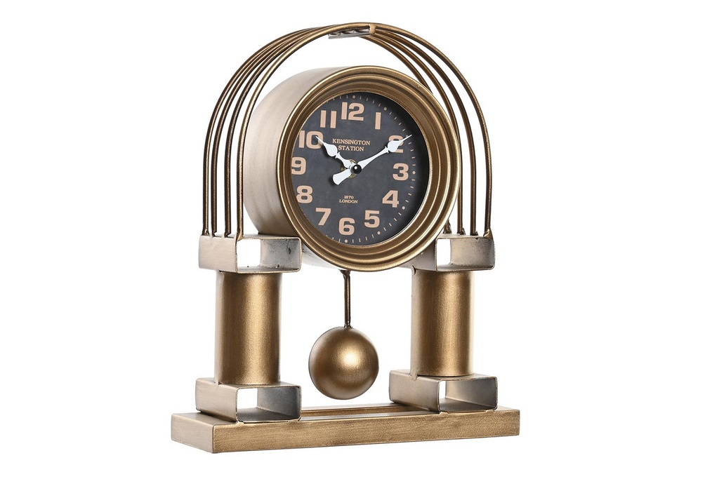 DECO RE-196353 HORLOGE POSER FER VERRE 25X8X31 DORE