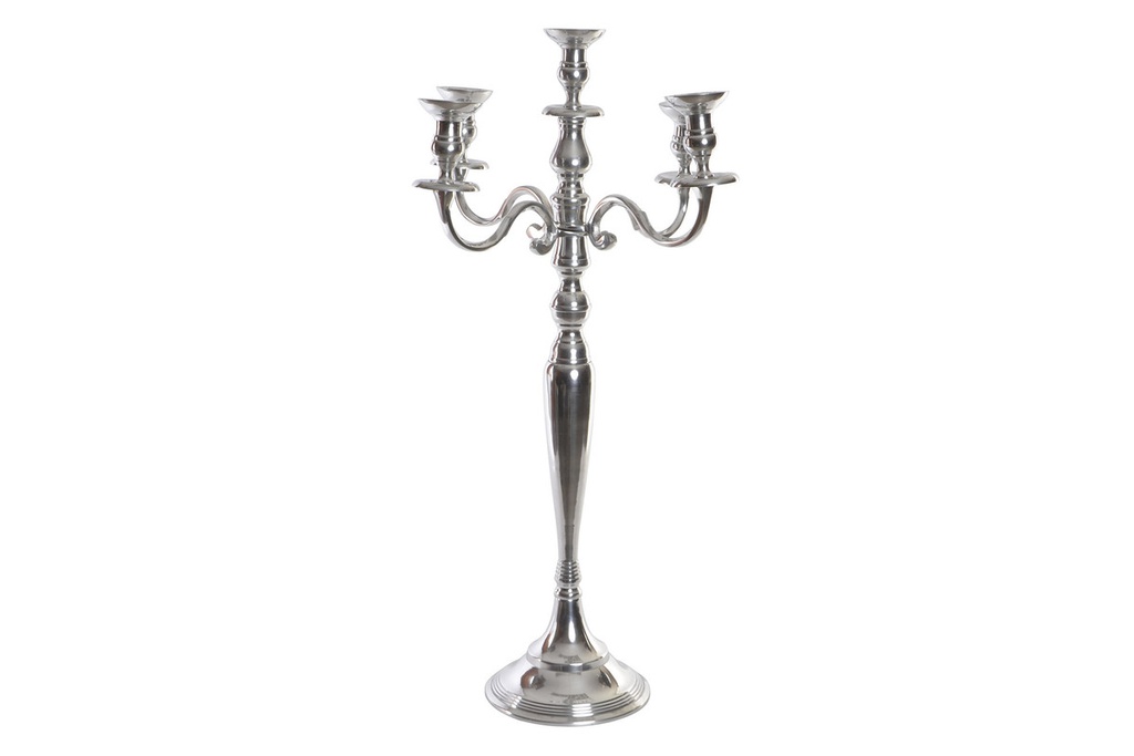 DECO AL-195990 CHANDELIER ALUMINIUM 42X42X70 5 BOUGIES CHROME