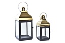 DECO FA-192874 LANTERNE SET 2 METAL VERRE 19X18X49 MAT NOIR