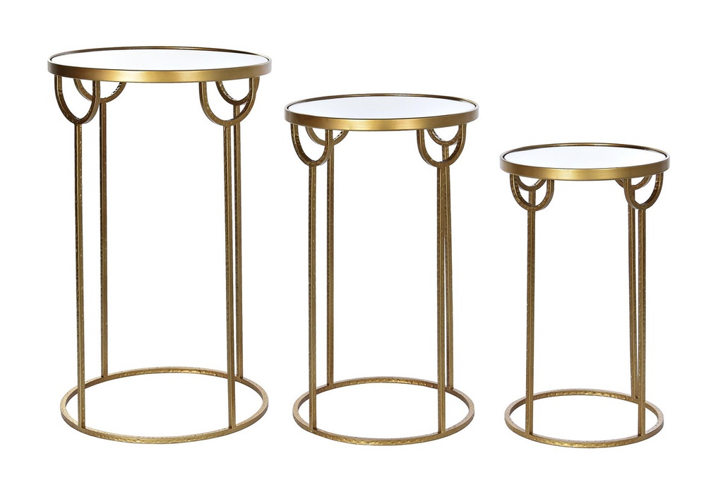 DECO MB-195908 TABLE AUXILIAIRE SET 3 METAL MIROIR 40X40X66,5