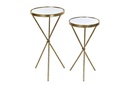 DECO MB-195909 TABLE AUXILIAIRE SET 2 METAL MIROIR 35X35X71 DORE