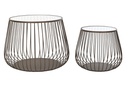 DECO MB-196137 TABLE AUXILIAIRE SET 2 METAL VERRE 75X75X55 NOIR