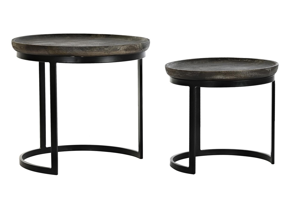 DECO MB-199886 TABLE AUXILIAIRE SET 2 MANGUE METAL 55X55X50 NOIR