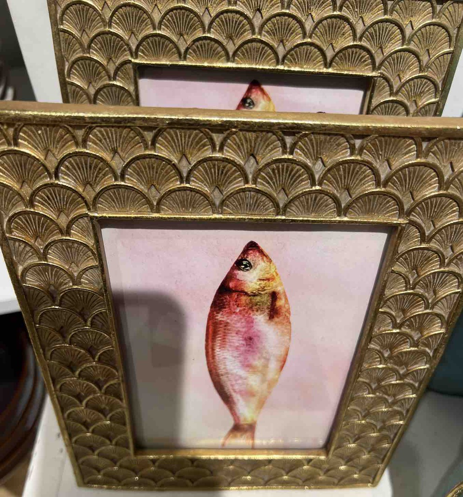 DECO CADRE PHOTO FISH RESINE DORE 13x18cm