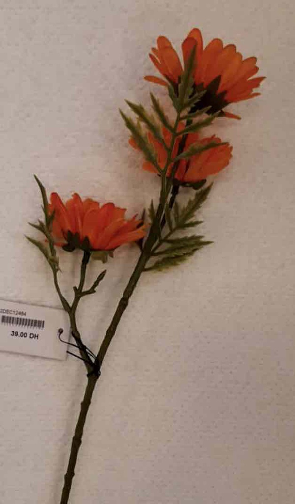 DECO FLEUR PAQUERETTE PVC ORANGE 11x11x45cm