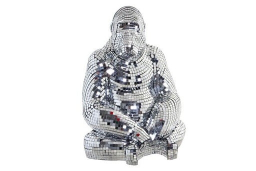 [DEIT231140] DECO FD-189948 FIGURE RESINE 35X31X46 GORILLE CHROME ARGENTE
