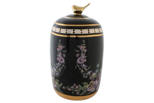 [DEIT231174] DECO JR-190251 VASE PORCELAINE 14X14X24 FLEURS NOIR