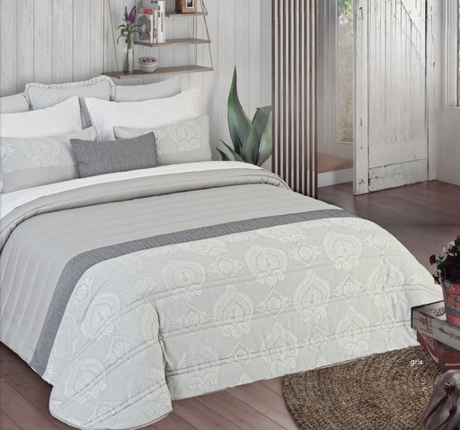 [LLTL240216] LL TL COUVRE LIT SPRING 7 GRIS 250x270cm 80%PES 20%CTN