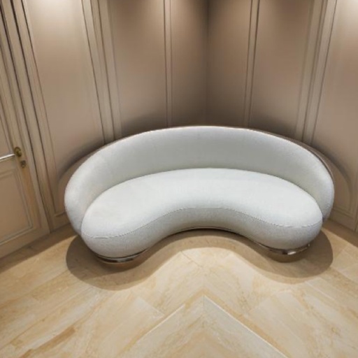[DEAT240510] DECO AT CANAPE BANANE BOUCLETTE BLANCHE 230X75cm