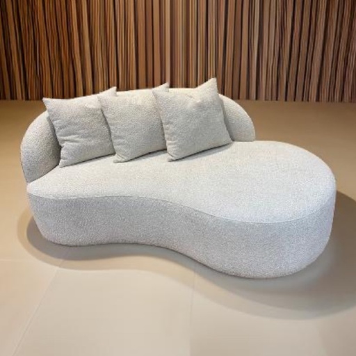 [DEAT240512] DECO AT CANAPE BOUCLETTE ARR TAUPE 170X70cm+POUF