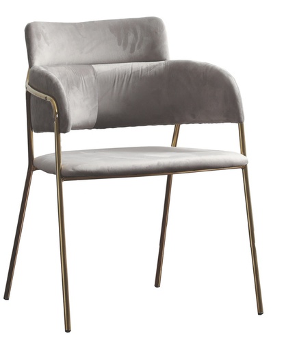 [DELU250402] DECO 537030 CHAISE TABOURET ANTY GRIS PIED MET DORE 50x60x80cm