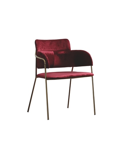 [DELU250404] DECO 527024 CHAISE ANTY BORDEAU PIED MET DORE 58x58x78cm