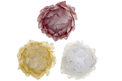 [DEIT211065] DECO LD-164126 FLEUR PLUMES POLYSTYR NE 10X10 PINCE 3 MOD.