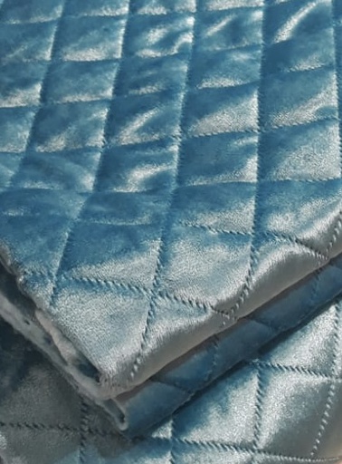 [LLBH210522] LL COUVRELIT VELUDO GEO  TURQUOIS+ 260x270cm+2 Taies 45x65cm