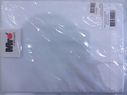 [LLTL210533] LL TL DRAP PLAT 100% COTTON PERCALE 200FILS 240x285cm OURLET 5cm BLANC