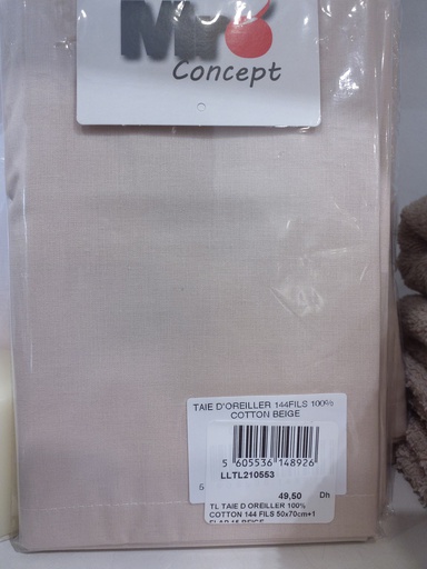 [LLTL210553] LL TL TAIE D'OREILLER 100% COTTON 144 FILS 50x70cm+1 FLAP 15 BEIGE