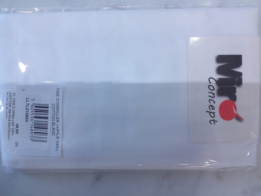 [LLTL210554] LL TL TAIE D'OREILLER 100% COTTON 144 FILS 50x70cm+1 FLAP 15 BLANC