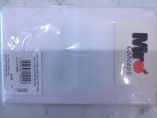[LLTL210562] LL TL TAIE D'OREILLER 50%COTTON 50% PES 50x70cm+1 FLAP 15 BLANC