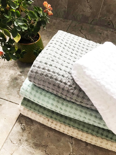 [LLRL211026] LL RL PLAID COIN WAFFLE 130X170cm GRIS FONCE  100% COTON