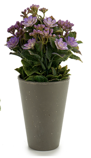 [DEAR211159] DECO 55287 POT GRIS FLEUR BOULES  ASSORT 4 COULEUR